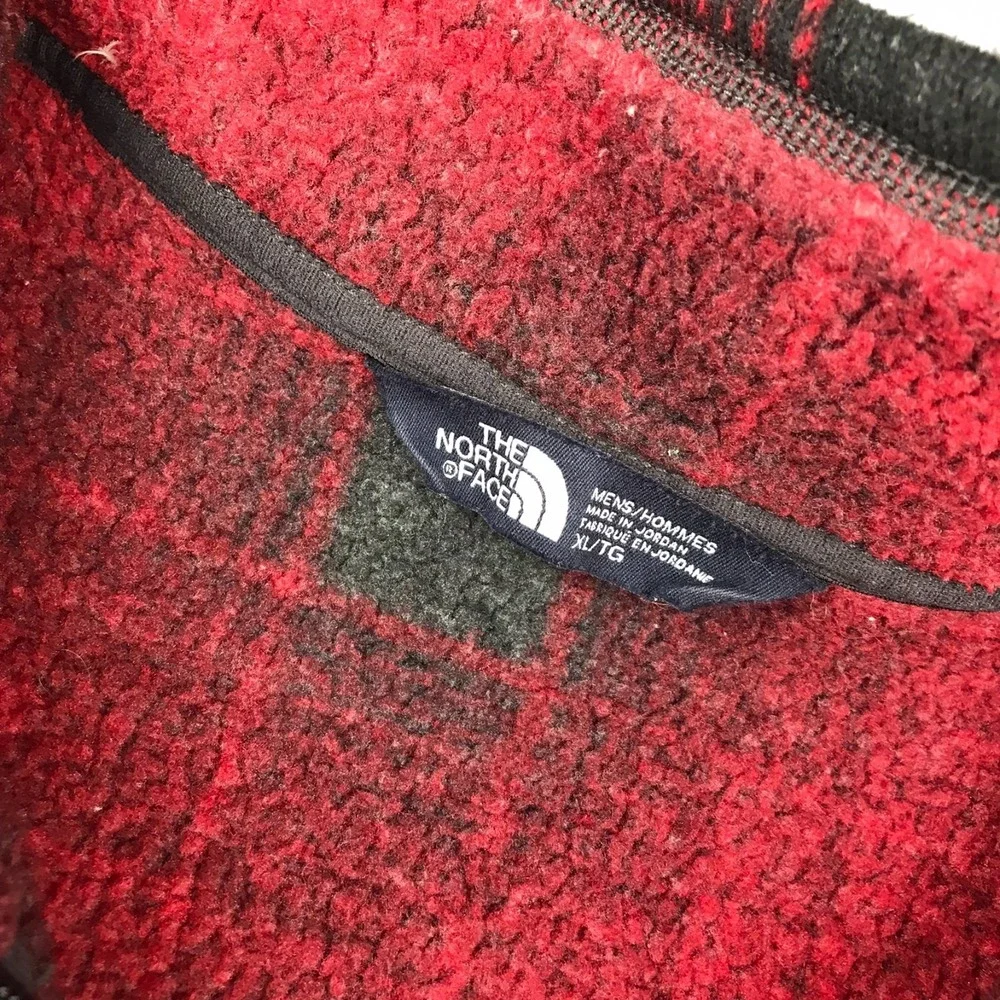 The North Face Novelty Gordon Lyons 1/4 Zip Fleece Pullover Mens XL Red Plaid